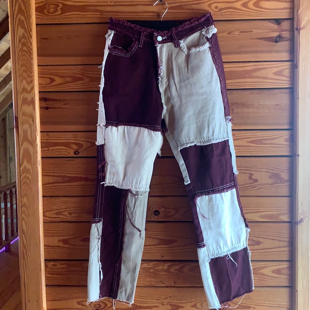 Colorblock cropped jeans